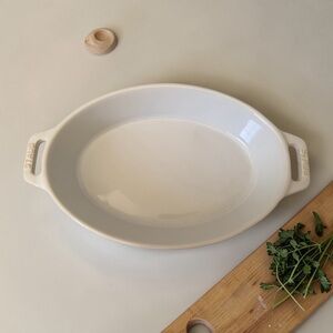 STAUB France Oval Ceramic Stoneware Gratin Baking Dish White